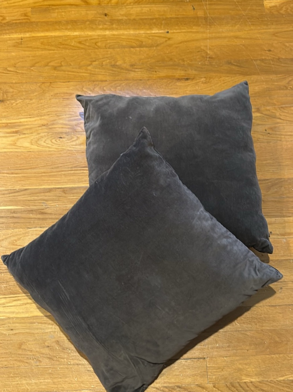 2 - 18x18 Velvet Throw Pillow - Charcoal Gray